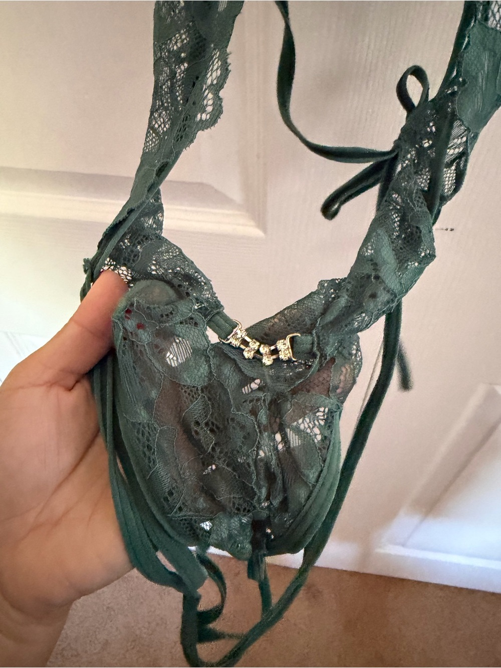 5 for $25! Teal Floral Lace Cutout Teddy - Picture 4 of 5